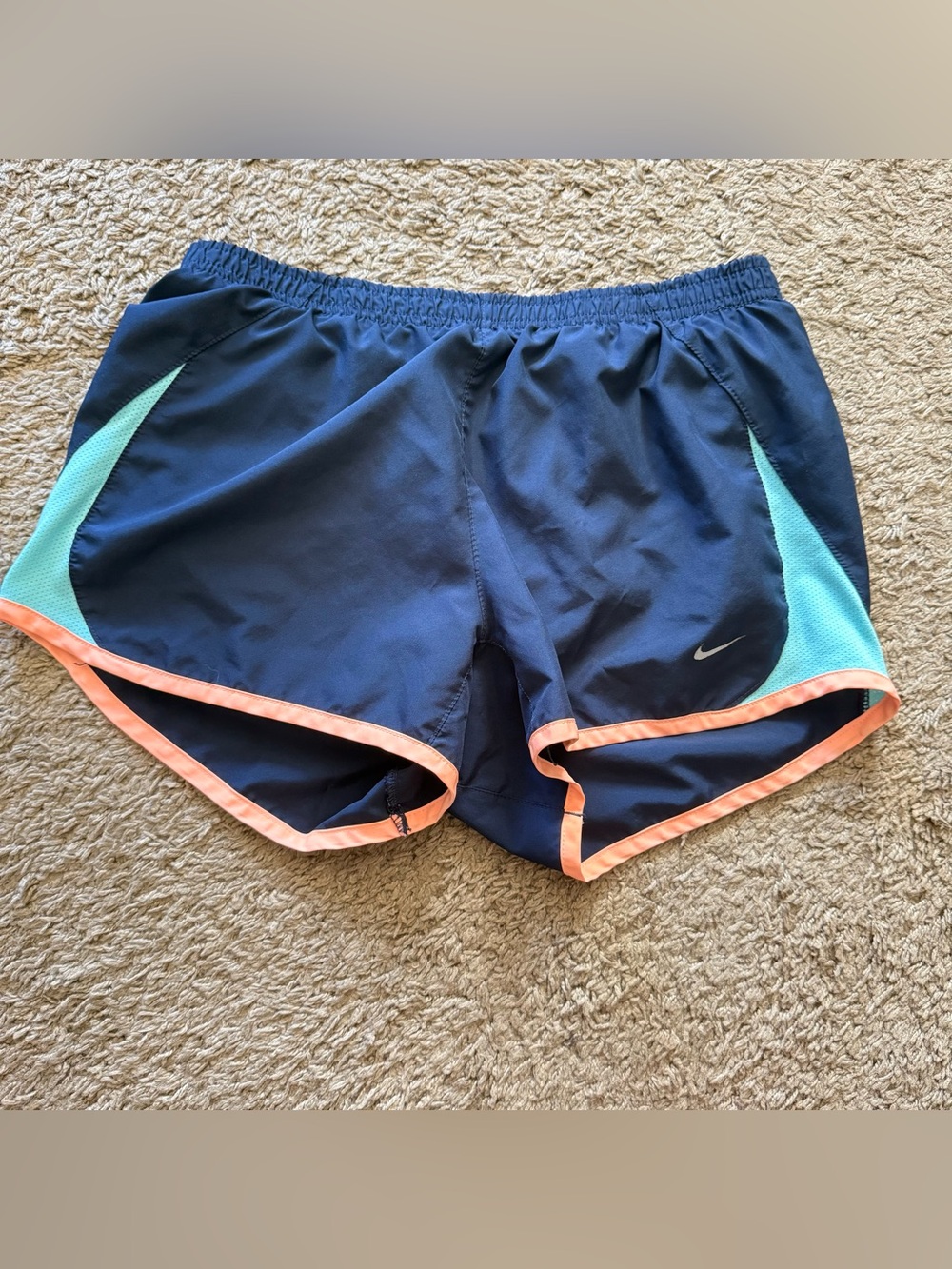 Nike Women’s Small Navy Running Shorts with Mint and Coral Trim